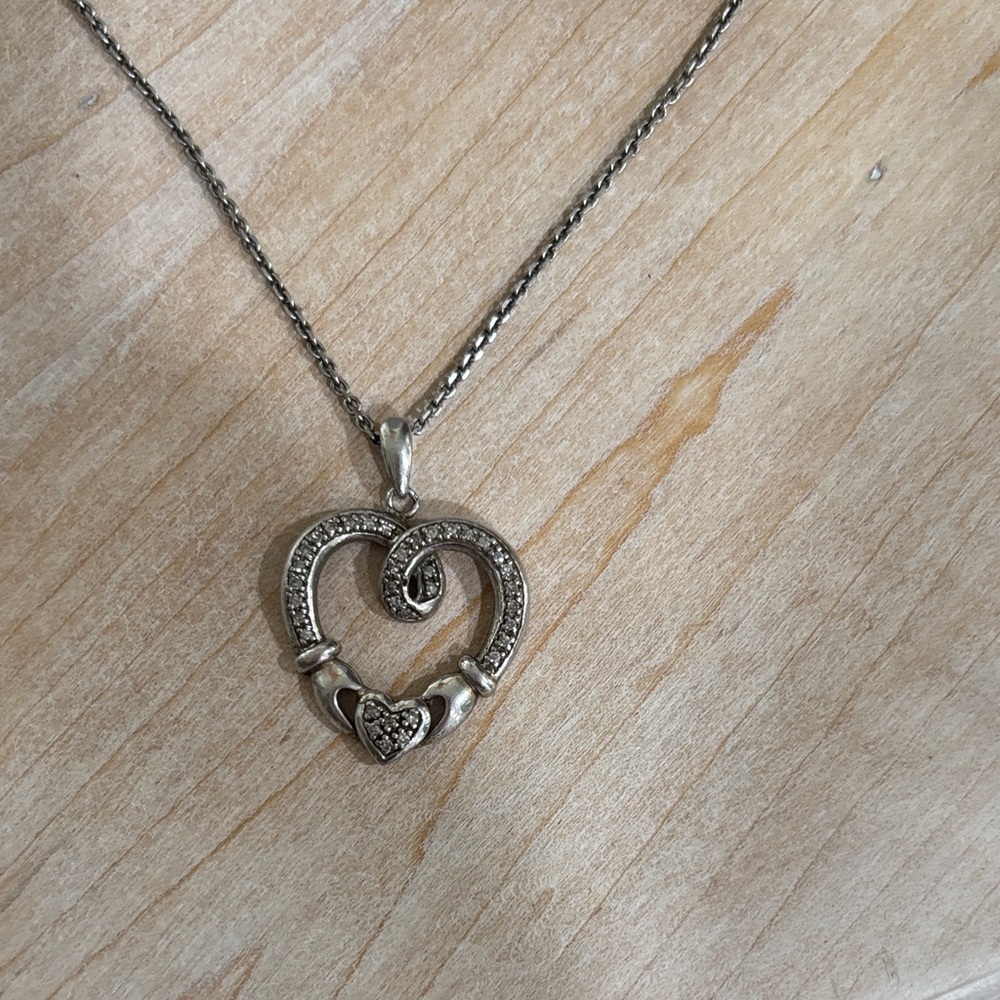 Zales Silver Heart Claddagh Necklace - Picture 2 of 3